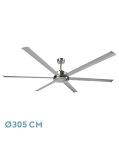 ventilador dc con luz sansn 208391663 nquel/plata 6 aspas de fabrilamp