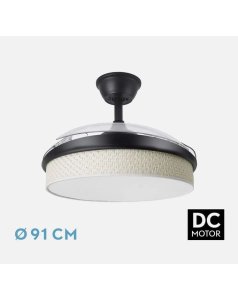 ventilador dc con luz moda 72w negro/caizo blanco 3 aspas desp. 91d 7200ml 212480509 de fabrilamp