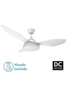 ventilador dc con luz datoo 182991301 blanco 3 aspas de fabrilamp
