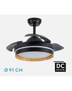 ventilador dc con luz nalon negro/madera 48w 3 aspas desp.91d 4800lm 213099085 de fabrilamp