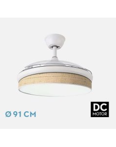 ventilador dc con luz moda 72w blanco/caizo claro 3 aspas desp. 91d 7200ml 212480601 de fabrilamp