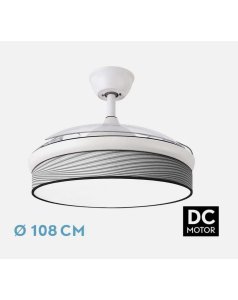 ventilador dc con luz moda 72w blanco/surco gris 3 aspas desp. 108d 7200ml 212490401 de fabrilamp