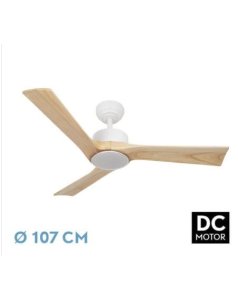 ventilador dc con luz orinoco 209291368 blanco/haya 3 aspas de fabrilamp