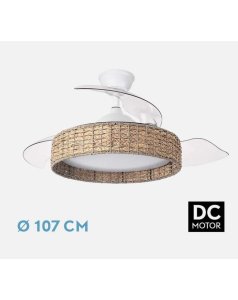 ventilador dc con luz canario 59w blanco /natural 3 aspas desp. 107d 242991368 de fabrilamp