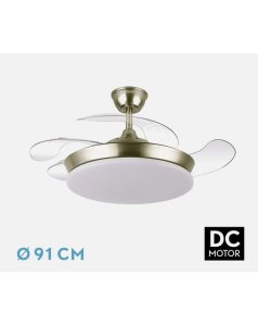 ventilador dc con luz tridente mini 59w cuero 4 aspas desp. 91d 6980lm 236399014 de fabrilamp