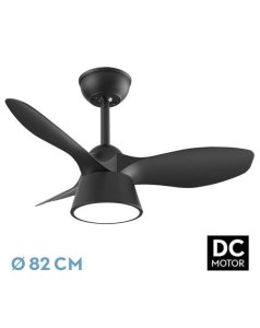 ventilador dc con luz cbico 207391309 negro 3 aspas de fabrilamp