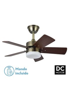 ventilador dc con luz mod. marta 175891536 cuero/cerzo 5 aspas de fabrilamp