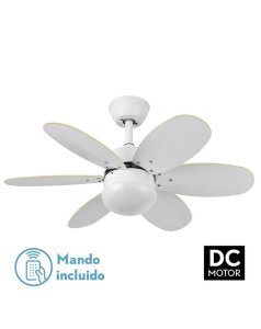 ventilador dc con luz mod. alves 175791601 blanco 6 aspas de fabrilamp