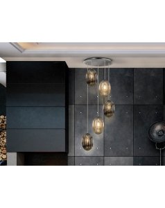 colgante de techo 5 leds ovila 752268 smoke-coñac de schuller  colgante de techo 5 leds ovila 752268 smoke-coñac de schuller