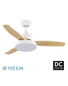 ventilador dc con luz kavala 212791368 blanco/haya 3 aspas de fabrilamp